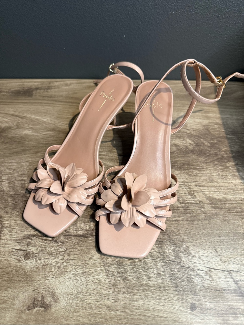 Paolo Pink Floral Strappy Ankle-Heel Sandals